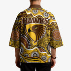 Hawthorn Hawks Kimono Aboriginal Dot Pattern - Football Mascot Heritage Pride