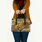 Hawthorn Hawks Leather Bag Aboriginal Dot Pattern - Football Mascot Heritage Pride