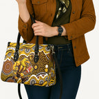 Hawthorn Hawks Leather Bag Aboriginal Dot Pattern - Football Mascot Heritage Pride