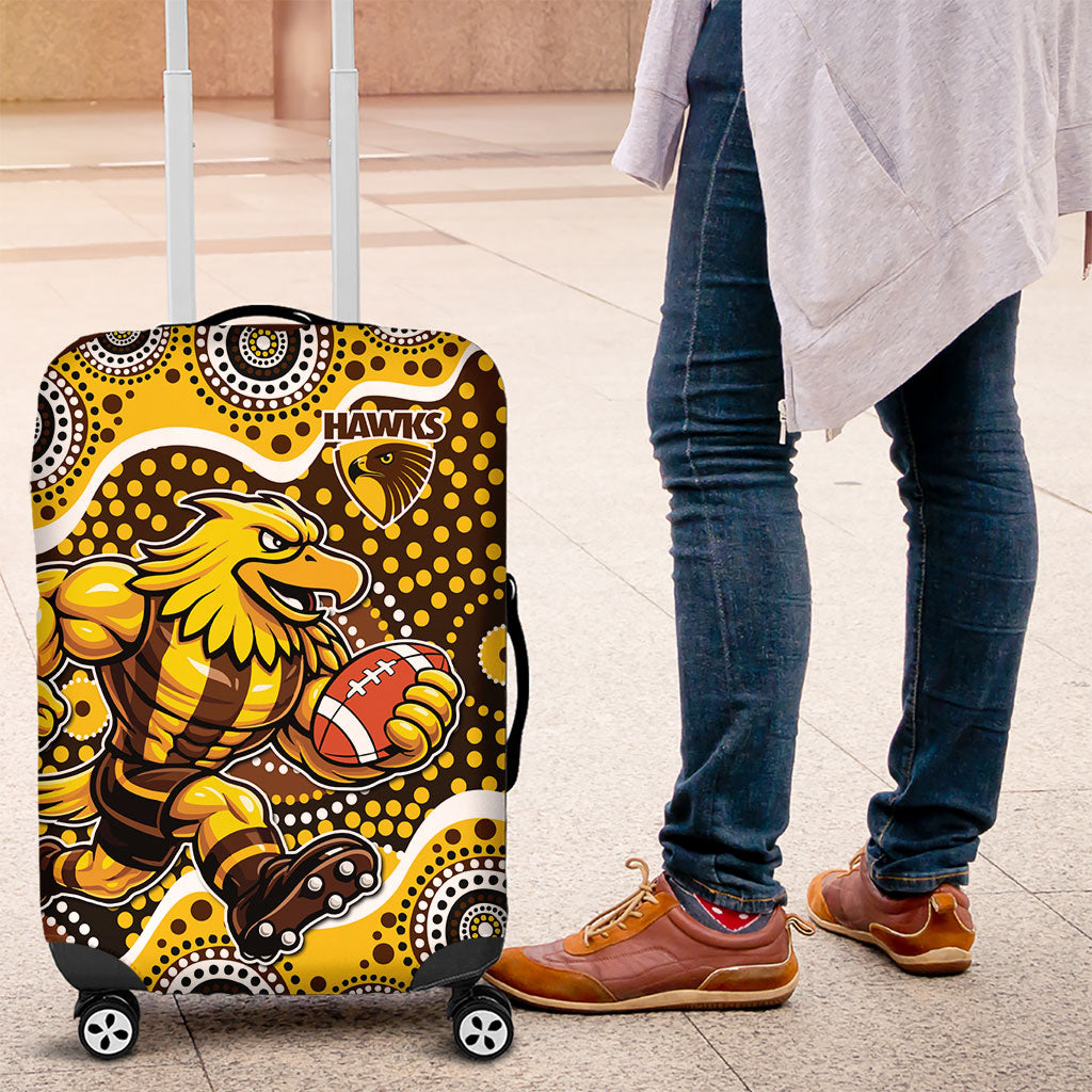 Hawthorn Hawks Luggage Cover Aboriginal Dot Pattern - Football Mascot Heritage Pride