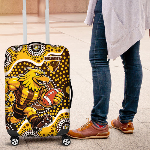 Hawthorn Hawks Luggage Cover Aboriginal Dot Pattern - Football Mascot Heritage Pride