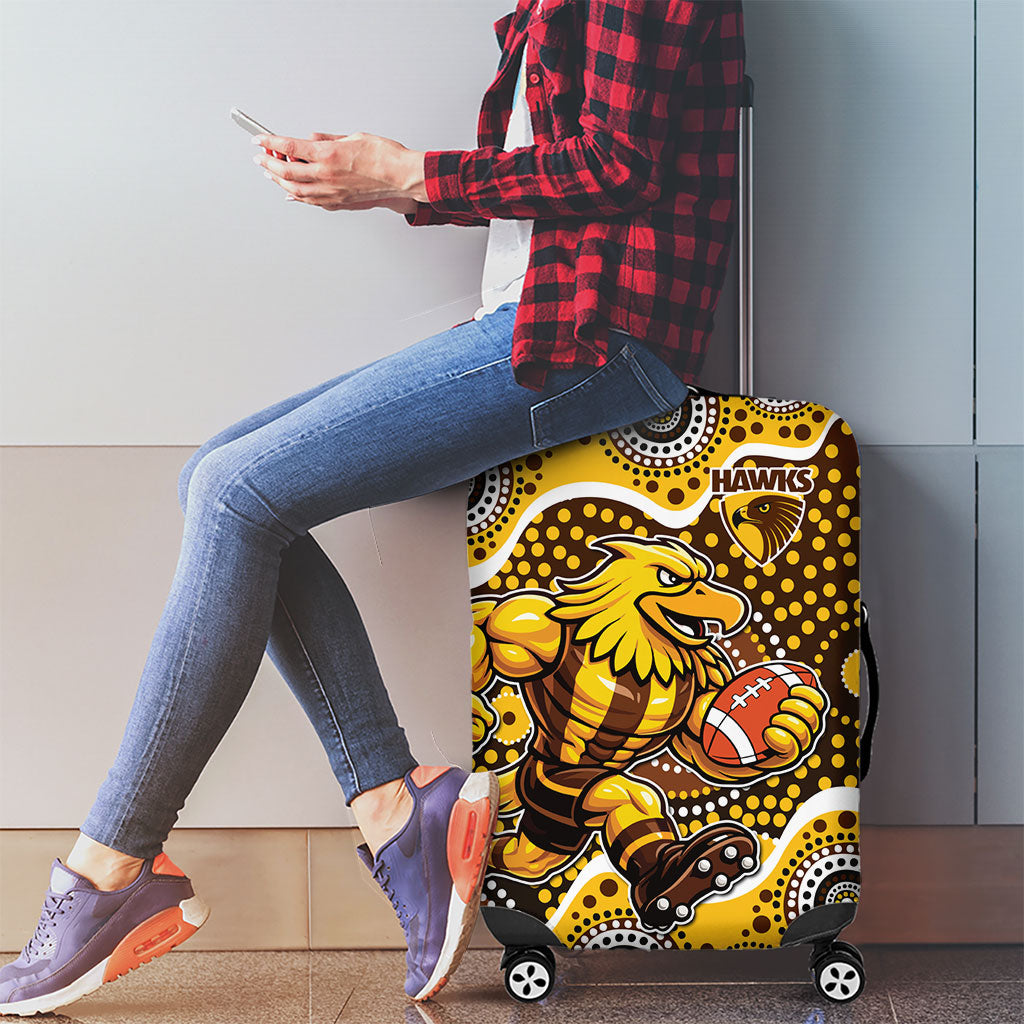 Hawthorn Hawks Luggage Cover Aboriginal Dot Pattern - Football Mascot Heritage Pride