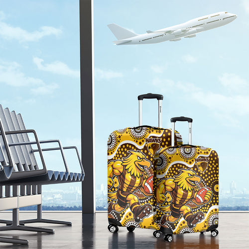 Hawthorn Hawks Luggage Cover Aboriginal Dot Pattern - Football Mascot Heritage Pride