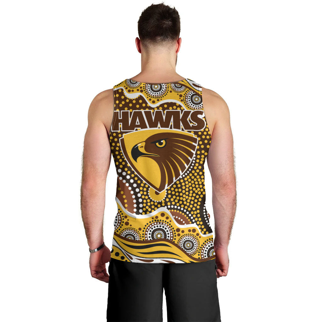 Hawthorn Hawks Men Tank Top Aboriginal Dot Pattern - Football Mascot Heritage Pride
