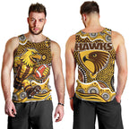 Hawthorn Hawks Men Tank Top Aboriginal Dot Pattern - Football Mascot Heritage Pride