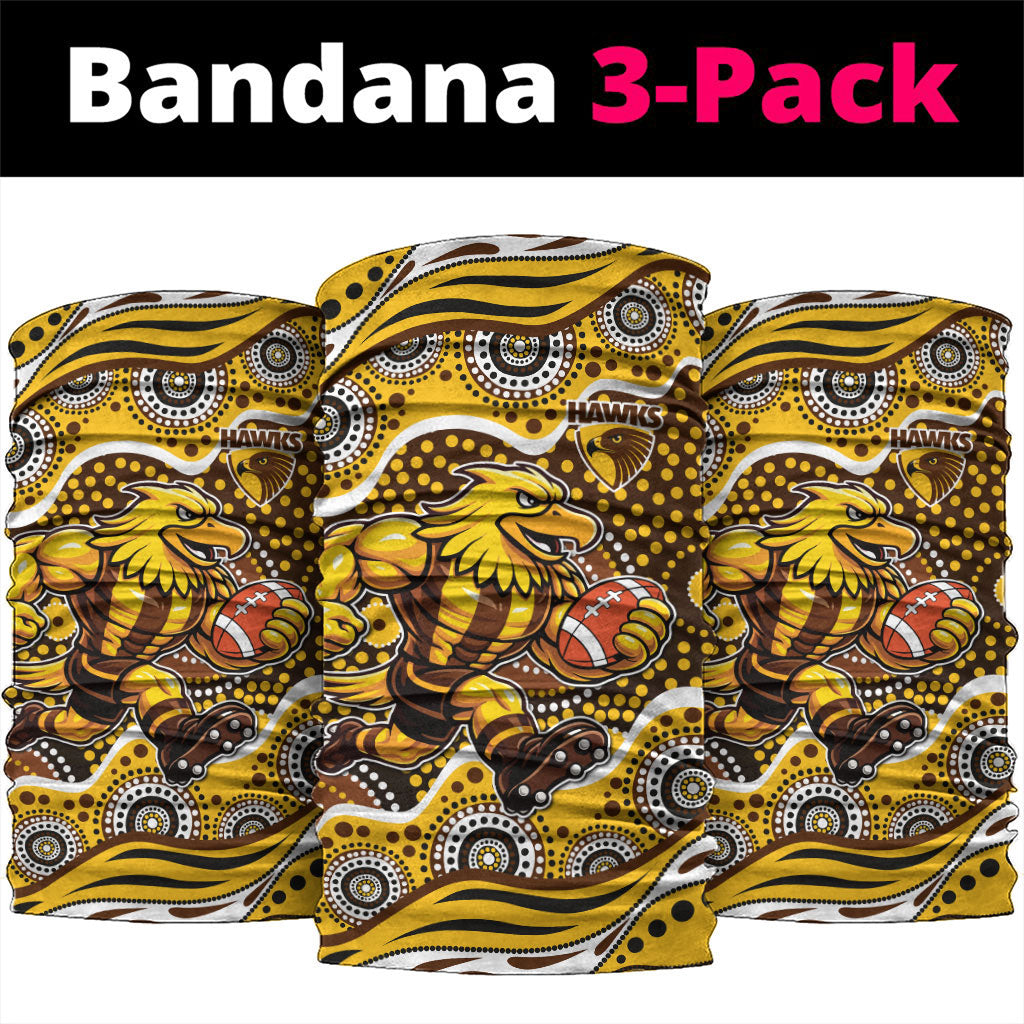 Hawthorn Hawks Neck Gaiter Aboriginal Dot Pattern - Football Mascot Heritage Pride