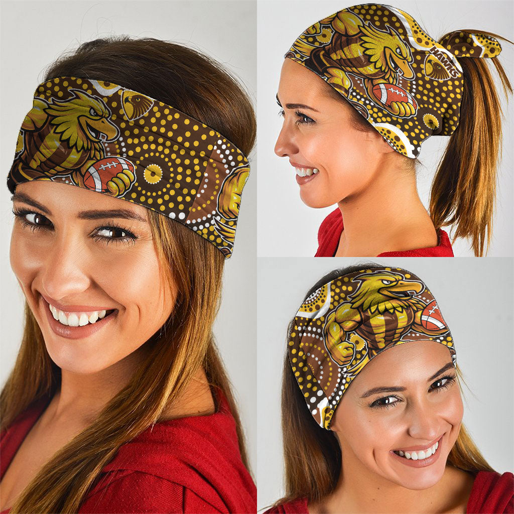 Hawthorn Hawks Neck Gaiter Aboriginal Dot Pattern - Football Mascot Heritage Pride