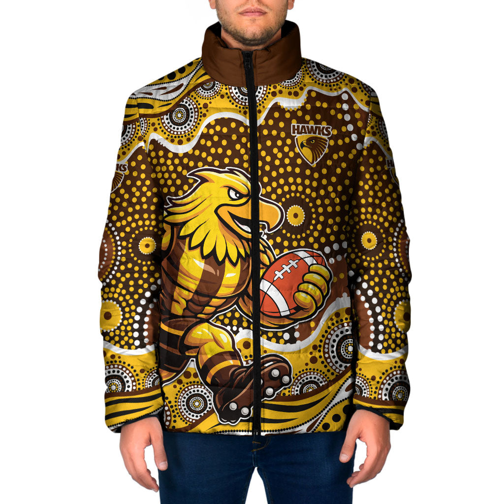 Hawthorn Hawks Padded Jacket Aboriginal Dot Pattern - Football Mascot Heritage Pride