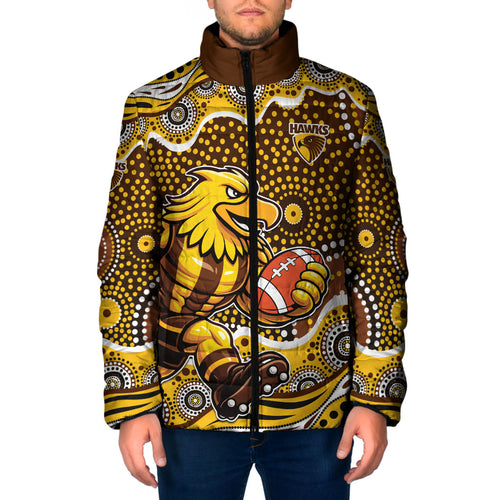 Hawthorn Hawks Padded Jacket Aboriginal Dot Pattern - Football Mascot Heritage Pride