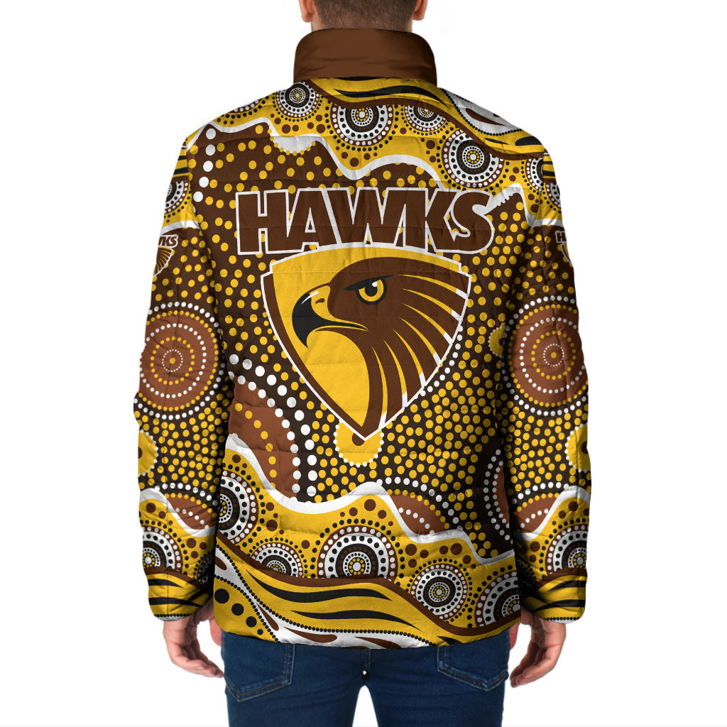Hawthorn Hawks Padded Jacket Aboriginal Dot Pattern - Football Mascot Heritage Pride