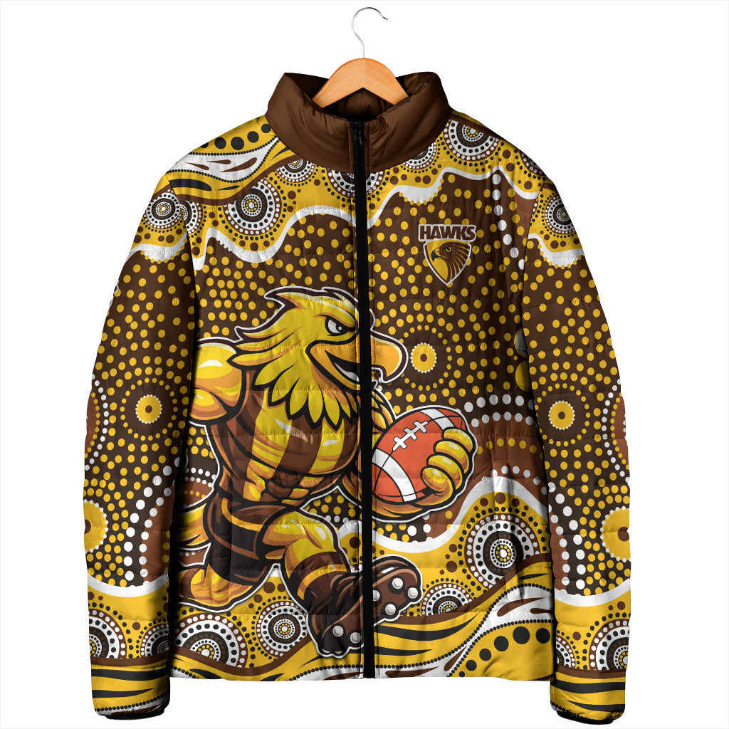 Hawthorn Hawks Padded Jacket Aboriginal Dot Pattern - Football Mascot Heritage Pride