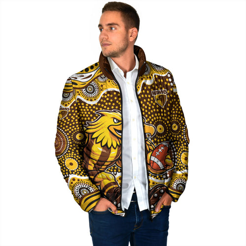 Hawthorn Hawks Padded Jacket Aboriginal Dot Pattern - Football Mascot Heritage Pride