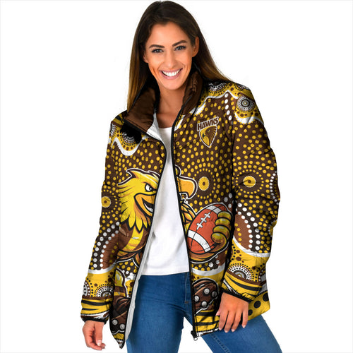 Hawthorn Hawks Padded Jacket Aboriginal Dot Pattern - Football Mascot Heritage Pride