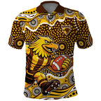 Hawthorn Hawks Polo Shirt Aboriginal Dot Pattern - Football Mascot Heritage Pride
