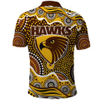 Hawthorn Hawks Polo Shirt Aboriginal Dot Pattern - Football Mascot Heritage Pride