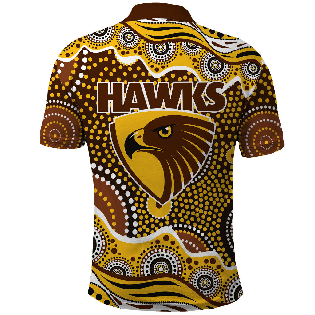 Hawthorn Hawks Polo Shirt Aboriginal Dot Pattern - Football Mascot Heritage Pride