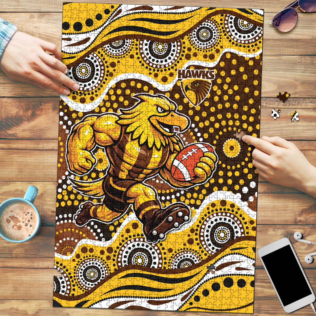 Hawthorn Hawks Puzzle Aboriginal Dot Pattern - Football Mascot Heritage Pride