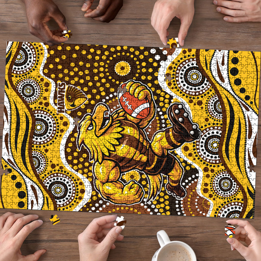 Hawthorn Hawks Puzzle Aboriginal Dot Pattern - Football Mascot Heritage Pride