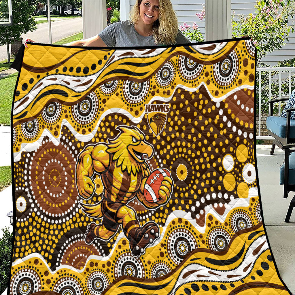 Hawthorn Hawks Quilt Aboriginal Dot Pattern - Football Mascot Heritage Pride