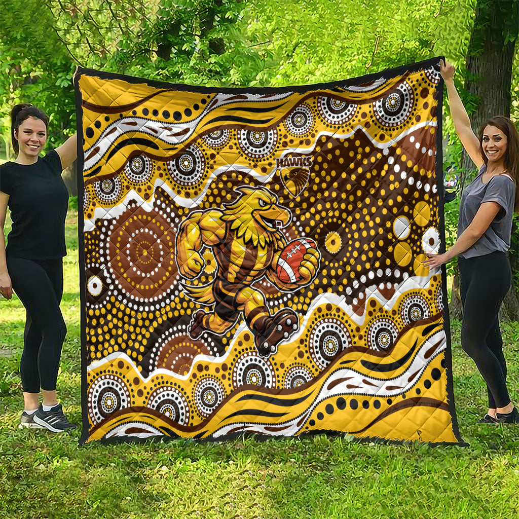 Hawthorn Hawks Quilt Aboriginal Dot Pattern - Football Mascot Heritage Pride