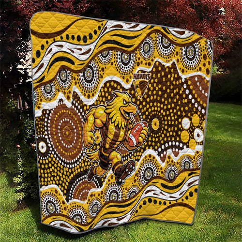 Hawthorn Hawks Quilt Aboriginal Dot Pattern - Football Mascot Heritage Pride