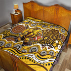 Hawthorn Hawks Quilt Aboriginal Dot Pattern - Football Mascot Heritage Pride