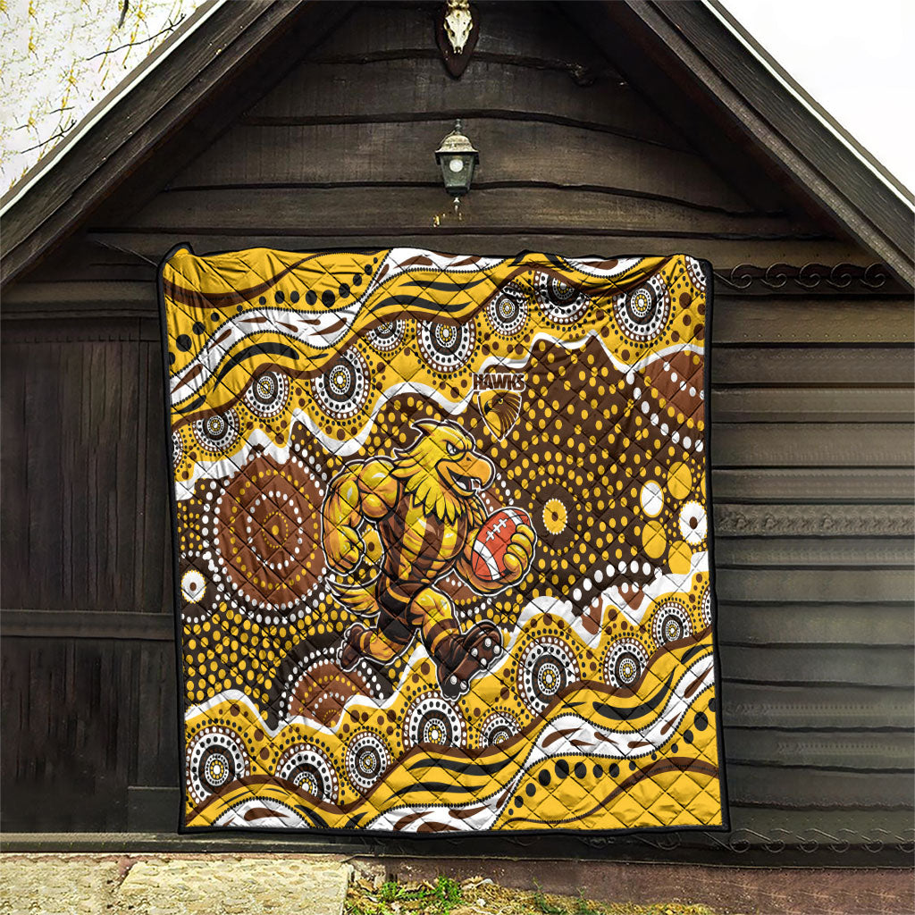Hawthorn Hawks Quilt Aboriginal Dot Pattern - Football Mascot Heritage Pride