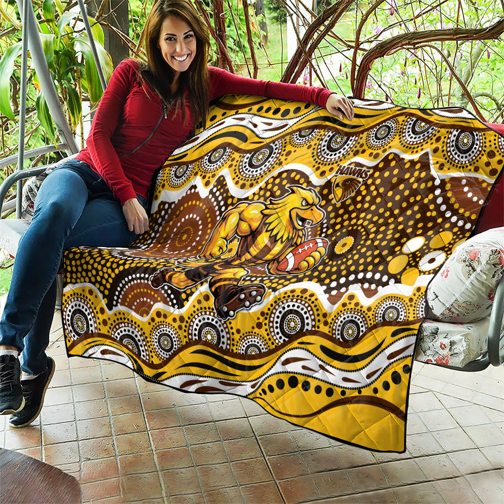 Hawthorn Hawks Quilt Aboriginal Dot Pattern - Football Mascot Heritage Pride