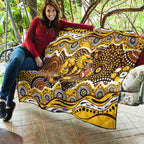 Hawthorn Hawks Quilt Aboriginal Dot Pattern - Football Mascot Heritage Pride
