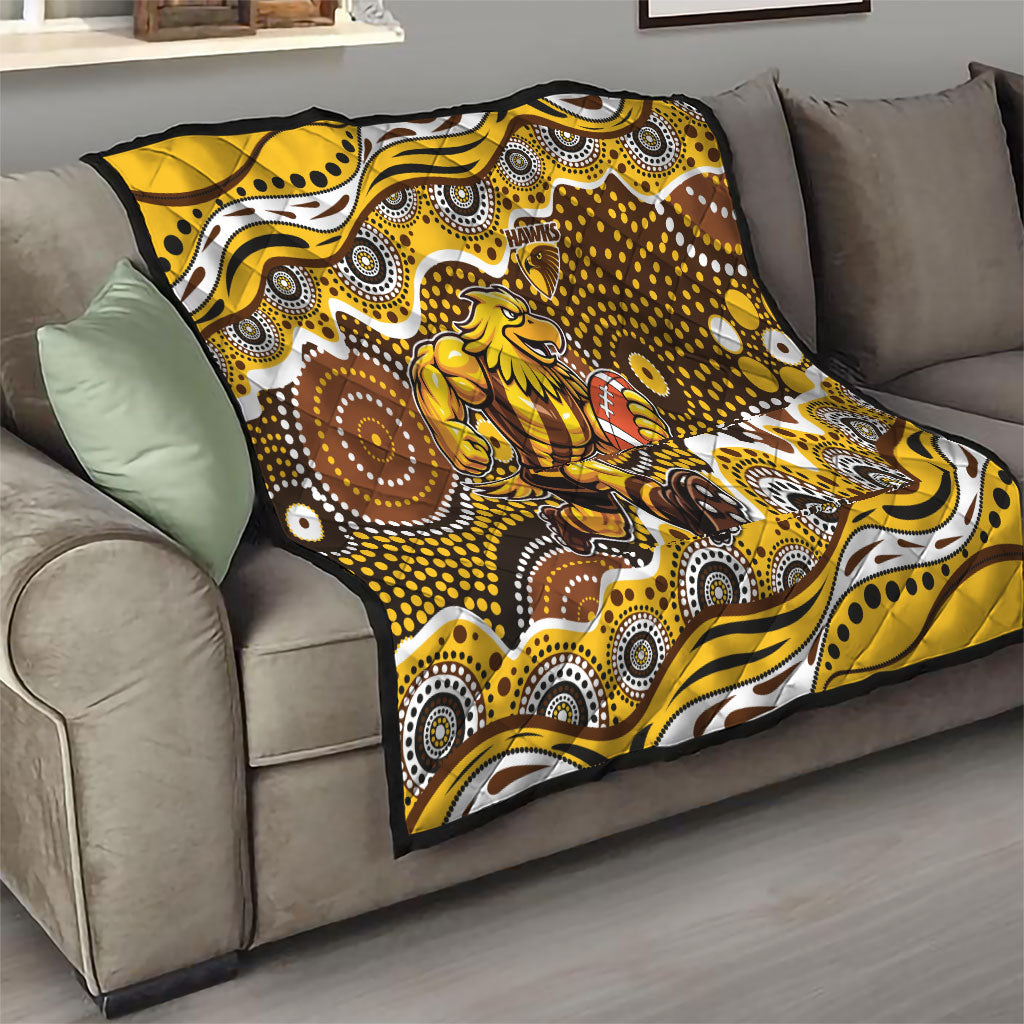 Hawthorn Hawks Quilt Aboriginal Dot Pattern - Football Mascot Heritage Pride