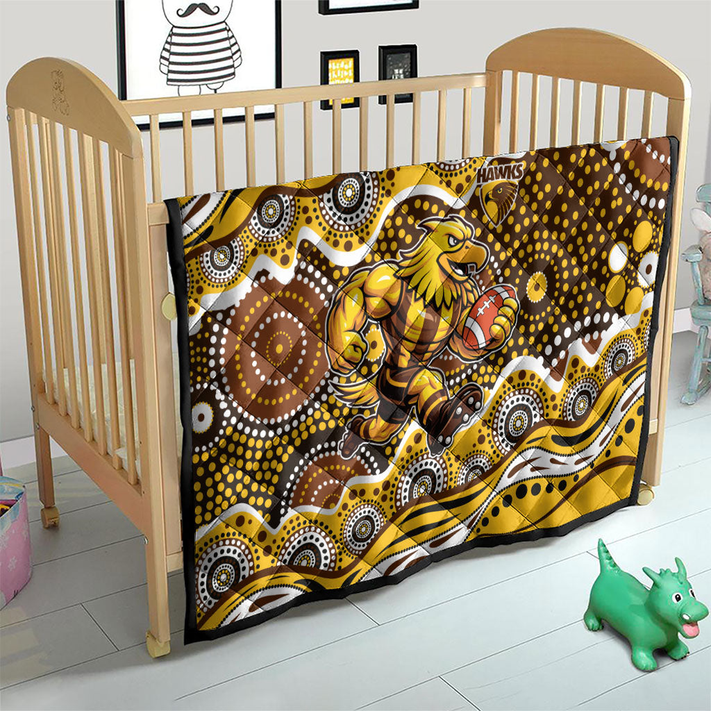 Hawthorn Hawks Quilt Aboriginal Dot Pattern - Football Mascot Heritage Pride