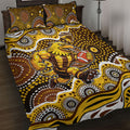 Hawthorn Hawks Quilt Bed Set Aboriginal Dot Pattern - Football Mascot Heritage Pride
