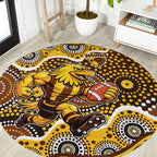 Hawthorn Hawks Round Carpet Aboriginal Dot Pattern - Football Mascot Heritage Pride