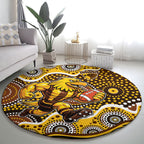 Hawthorn Hawks Round Carpet Aboriginal Dot Pattern - Football Mascot Heritage Pride