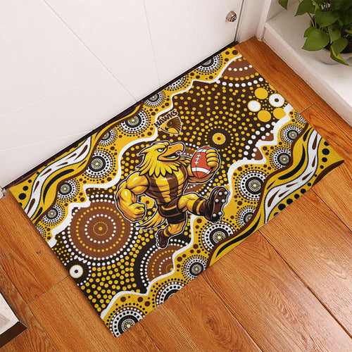 Hawthorn Hawks Rubber Doormat Aboriginal Dot Pattern - Football Mascot Heritage Pride