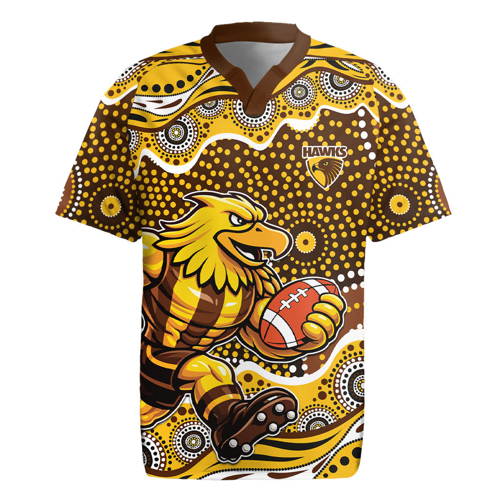 Hawthorn Hawks Rugby Jersey Aboriginal Dot Pattern - Football Mascot Heritage Pride