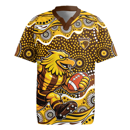Hawthorn Hawks Rugby Jersey Aboriginal Dot Pattern - Football Mascot Heritage Pride