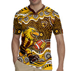 Hawthorn Hawks Rugby Jersey Aboriginal Dot Pattern - Football Mascot Heritage Pride