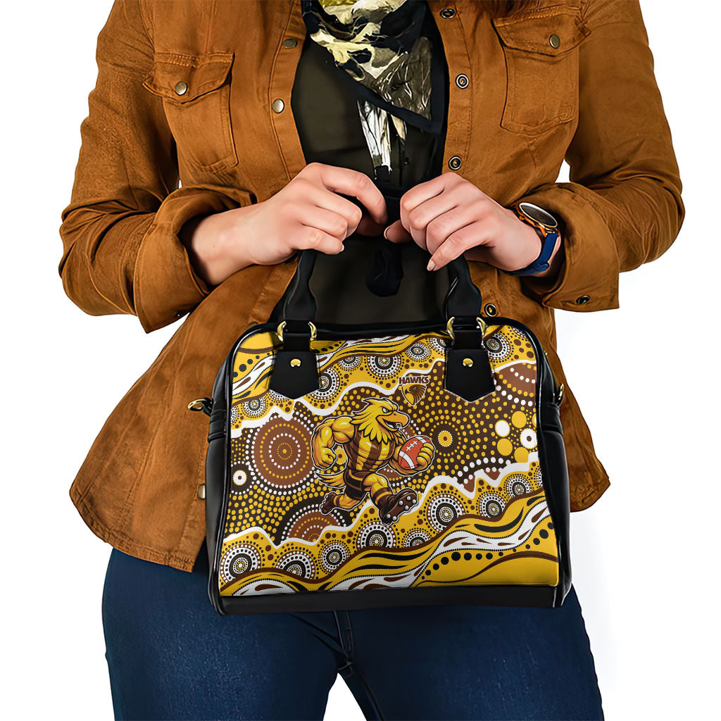 Hawthorn Hawks Shoulder Handbag Aboriginal Dot Pattern - Football Mascot Heritage Pride