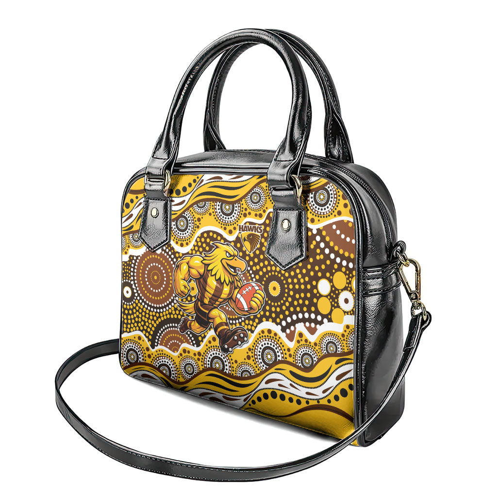 Hawthorn Hawks Shoulder Handbag Aboriginal Dot Pattern - Football Mascot Heritage Pride