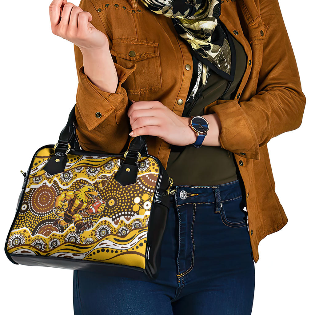 Hawthorn Hawks Shoulder Handbag Aboriginal Dot Pattern - Football Mascot Heritage Pride