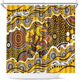 Hawthorn Hawks Shower Curtain Aboriginal Dot Pattern - Football Mascot Heritage Pride