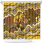 Hawthorn Hawks Shower Curtain Aboriginal Dot Pattern - Football Mascot Heritage Pride