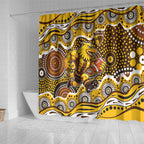 Hawthorn Hawks Shower Curtain Aboriginal Dot Pattern - Football Mascot Heritage Pride