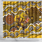 Hawthorn Hawks Shower Curtain Aboriginal Dot Pattern - Football Mascot Heritage Pride