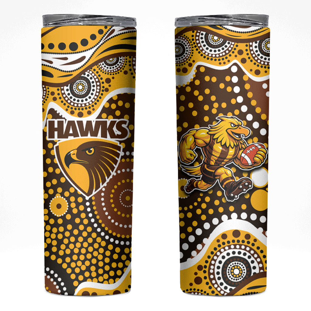 Hawthorn Hawks Skinny Tumbler Aboriginal Dot Pattern - Football Mascot Heritage Pride