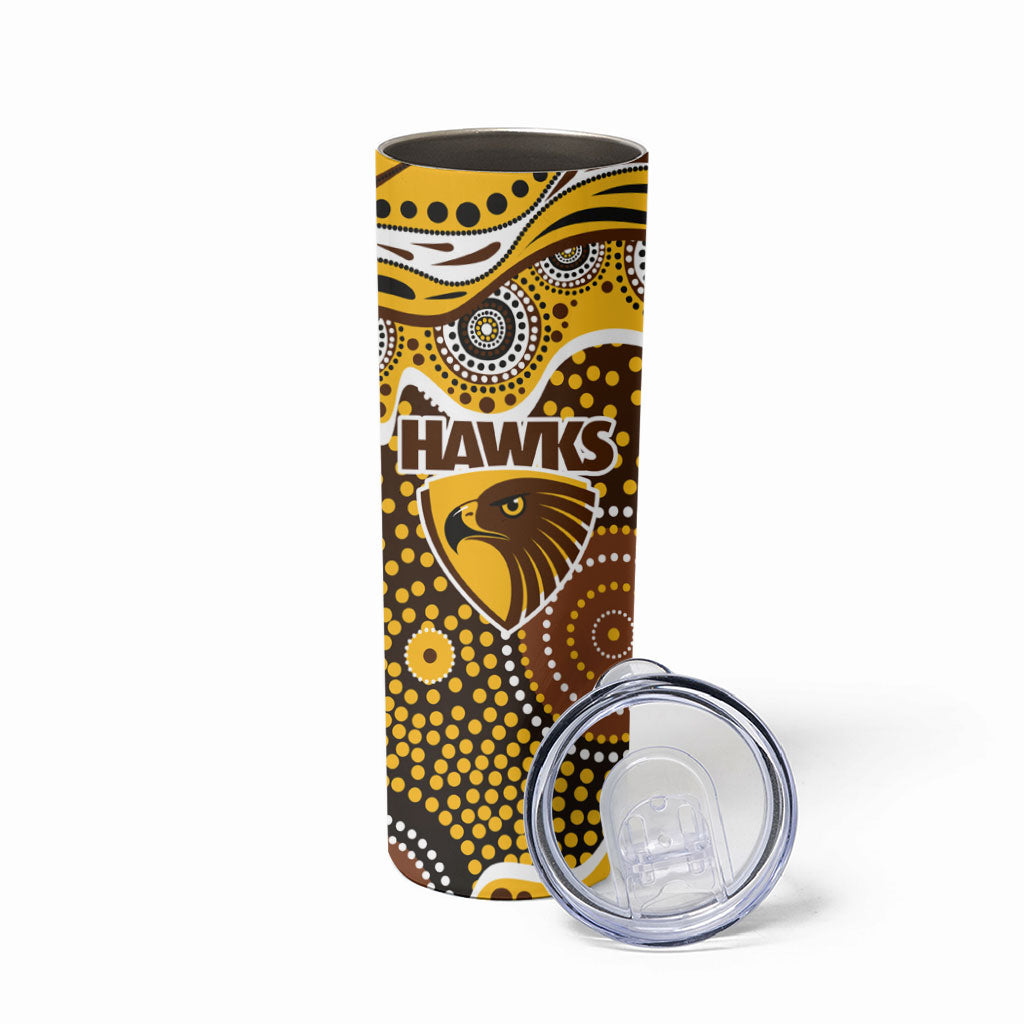 Hawthorn Hawks Skinny Tumbler Aboriginal Dot Pattern - Football Mascot Heritage Pride