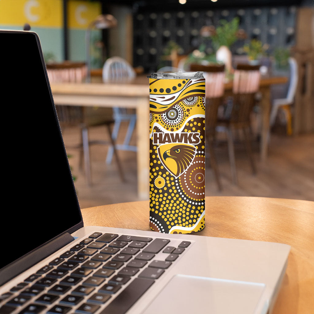 Hawthorn Hawks Skinny Tumbler Aboriginal Dot Pattern - Football Mascot Heritage Pride