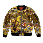 Hawthorn Hawks Sleeve Zip Bomber Jacket Aboriginal Dot Pattern - Football Mascot Heritage Pride