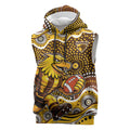 Hawthorn Hawks Sleeveless Hoodie Aboriginal Dot Pattern - Football Mascot Heritage Pride